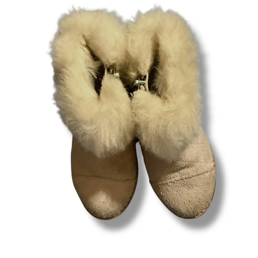 Janie & Jack Blush Beauty Quilted Suede Bootie Boot Little Girls‎ 7 Pink Cream